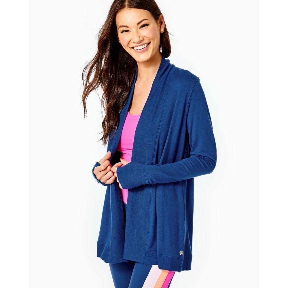 Lilly Pulitzer Luxletic Elena Wrap Sz M Oyster Bay Navy Loungwear
